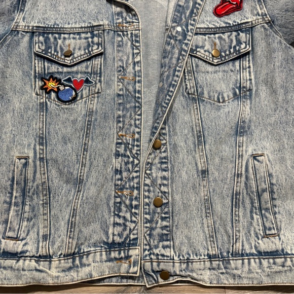 Honey Punch Oversized Denim Jacket with Soul Patch – Size Large - Picture 6 of 9
